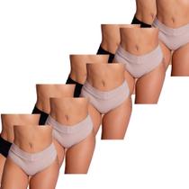 Kit 10 Calcinhas Cós Confortável Aperta Barriga Ajuste Perfeito Moda Íntima Feminina