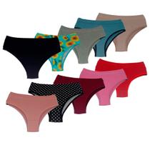 Kit 10 Calcinhas de Algodão Cós Alto Ajuda a Segurar Barriga