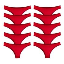 Kit 10 Calcinhas Fio Dental Try Basics Algodão Cotton Básica Lisa Moda Lingerie