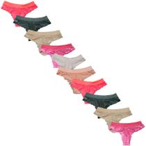 Kit 10 Calcinhas Fio Duplo Fristyle Microfibra Renda Frontal