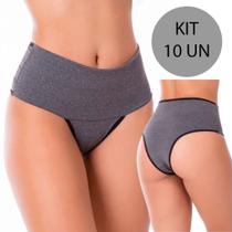 Kit 10 Calcinhas Fitness Cós Alto Duplo Cintura Alta Atacado