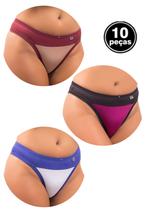 Kit 10 Calcinhas Lisa Lingerie Microfibra Bandeira Com Viés