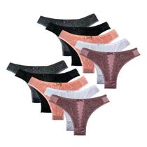 Kit 10 Calcinhas Microfibra Conforto Lingerie Tanga Feminina Revenda