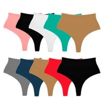 Kit 10 Calcinhas Modeladora Cós Alto Duplo Fio Duplo