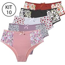 Kit 10 Calcinhas Plus Size Alta Gestante Senhora Calçola Confortável Cós elástico macio Grávida Lingerie Feminina Atacado - TJ Vip Lingerie