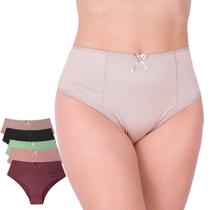 Kit 10 Calcinhas Plus Size Cintura Alta Senhora Lateral Larga Conforto Microfibra Lisa Atacado