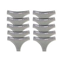 Kit 10 Calcinhas Tanga Cotton Algodão Confortável com Elástico Try Basics