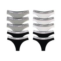 Kit 10 Calcinhas Tanga Cotton Algodão Confortável com Elástico Try Basics