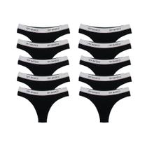 Kit 10 Calcinhas Tanga Cotton Algodão Confortável com Elástico Try Basics Kit 10 Calcinhas Tanga Cotton Algodão Confortável com Elástico Try Basics