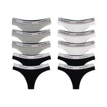 Kit 10 Calcinhas Tanga Cotton Algodão Confortável com Elástico Try Basics