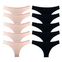 Kit 10 Calcinhas Tanga Cotton Algodão Cotton Básica Lisa Kit 10 Calcinhas Tanga Cotton Algodão Cotton Básica Lisa