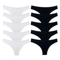 Kit 10 Calcinhas Tanga Cotton Algodão Cotton Básica Lisa