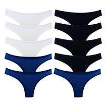 Kit 10 Calcinhas Tanga Cotton Algodão Cotton Básica Lisa