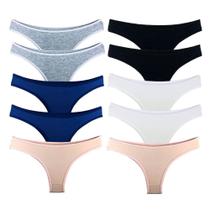 Kit 10 Calcinhas Tanga Cotton Algodão Cotton Básica Lisa