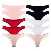 Kit 10 Calcinhas Tanga Cotton Algodão Cotton Básica Lisa