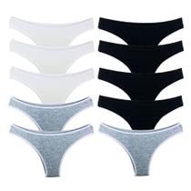 Kit 10 Calcinhas Tanga Cotton Algodão Cotton Básica Lisa Kit 10 Calcinhas Tanga Cotton Algodão Cotton Básica Lisa