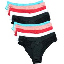 Kit 10 Calcinhas Tanga Em Microfibra Lisa Adulto