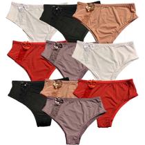 Kit 10 Calcinhas Tanga Fristyle Em Microfibra Com Renda Lisa Adulto Atacado