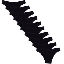 Kit 10 Calcinhas Tanga Sem Costura Poliamida Huxter Preto