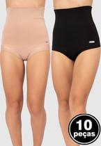 Kit 10 Calcinhas Vekyo Plus Size Modeladora Cintura Alta Kit 10 Calcinhas Vekyo Plus Size Modeladora Cintura Alta