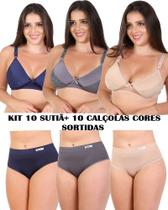 Kit 10 Calçola Senhora + 10 Sutiã Sem Bojo Reforçado Atacado - Isa Bella Lingerie