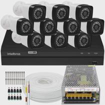 Kit 10 camera seguranca 2mp Full HD dvr Intelbras 1216 s/ HD