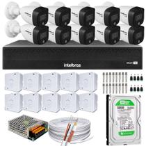 Kit 10 Cameras 1220 Full Color Intelbras Dvr Mhdx 16 Ch Color Noite 500GB