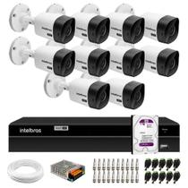 Kit 10 Câmeras Bullet VHC 1120 B HDCVI HD 720p IP66 Visão Noturna 20M Intelbras + DVR MHDX 1316 com 16 Canais Multi HD Intelbras + HD 1TB Purple