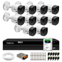 Kit 10 Câmeras Bullet VHC 1120 B HDCVI HD 720p IP66 Visão Noturna 20M Intelbras + DVR MHDX 1316 com 16 Canais Multi HD Intelbras + HD 1TB Skyhawk
