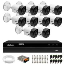 Kit 10 Câmeras Bullet VHC 1120 B HDCVI HD 720p IP66 Visão Noturna 20M Intelbras + DVR MHDX 1316 com 16 Canais Multi HD Intelbras
