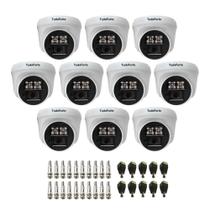 Kit 10 Câmeras de Segurança Dome Interna Full HD 1080p com Visão Noturna de 20 metros e Lente 2.8mm Tudo Forte + Conectores