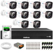 Kit 10 Câmeras de Segurança Full HD 1080p 20m Infravermelho + DVR Intelbras + HD 1 TB + Acessórios