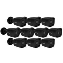 Kit 10 Câmeras de Segurança Full HD 1080p 2MP Bullet Black Visão Noturna de 20 Metros Lente 2.8mm Tudo Forte