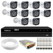 Kit 10 Câmeras de Segurança HD 720p 20m Infravermelho + DVR Intelbras