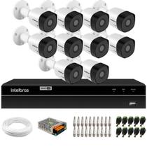 Kit 10 Câmeras de Segurança Intelbras VHD 3130 B G6 HD 720p Metal DVR MHDX 1116 16 Canais Intelbras