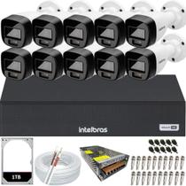 Kit 10 Câmeras Full Color Intelbras Dvr Mhdx 16 Canais HD 1TB colorido 24hrs