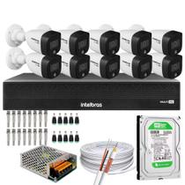 Kit 10 Cameras Full Color Intelbras Dvr Mhdx 16 Ch Color Noite C/HD 500GB