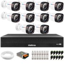Kit 10 Câmeras Full HD 1080p 2MP Bullet 20 Metros DVR Intelbras 16 Canais Full HD 1080p MHDX 3016-C