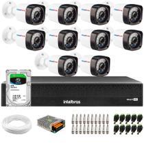 Kit 10 Câmeras Full HD 1080p 2MP Bullet DVR Intelbras 16 Canais Inteligente MHDX 3016-C HD 2TB