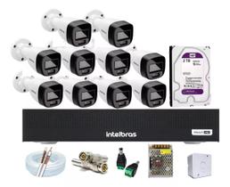 Kit 10 Cameras Intelbras 1120b Full Color Dvr 16 Canais Hd 2tb