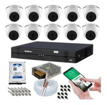 Kit 10 Câmeras Intelbras Dome 1120d Dvr 16 Canais Com Hd