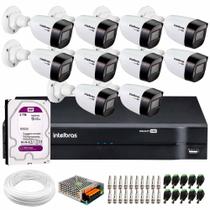 Kit 10 Câmeras Intelbras VHD 1130 B HD 720p Bullet Lente 2.8mm Visão Noturna 30m Resistente à Chuva IP67 + DVR Intelbras MHDX 1216 16 Canais + HD 2TB