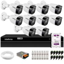 Kit 10 Câmeras Intelbras VHD 1130 B HD 720p Lente 2.8mm Visão Noturna 30m Proteção IP67 + DVR Intelbras MHDX 1316 16 Canais Multi HD + HD 1TB