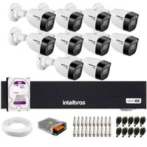 Kit 10 Câmeras Intelbras VHD 1130 B HD 720p Visão Noturna 30m Resistente à Chuva IP67 + Dvr Intelbras MHDX 1016-C 16 Canais + HD 1TB