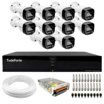 Kit 10 Câmeras Intelbras VHD 1220 B G7 Full Color Bullet Full HD 1080p Multi HD IR 20m + DVR Tudo Forte TFHDX 3316 16 Canais