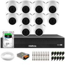 Kit 10 Câmeras Intelbras VHD 1220 D G7 Dome Full HD 1080p Lente 2.8mm Visão Noturna 20m + Dvr Intelbras MHDX 3116-C 16 Canais + HD SkyHawk 1TB