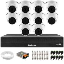 Kit 10 Câmeras Intelbras VHD 1220 D G7 Dome Full HD 1080p Lente 2.8mm Visão Noturna 20m + Dvr Intelbras MHDX 3116-C 16 Canais