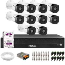 Kit 10 Câmeras Intelbras VHD 1230 B Full HD 1080p Bullet Visão Noturna de 30 metros IP67 + Dvr Intelbras MHDX 3116-C 16 Canais + HD 2TB Purple