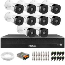 Kit 10 Câmeras Intelbras VHD 1230 B Full HD 1080p Bullet Visão Noturna de 30 metros IP67 + Dvr Intelbras MHDX 3116-C 16 Canais