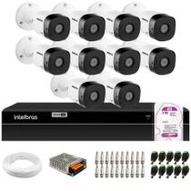 Kit 10 Câmeras Intelbras VHD 3230 Bullet G6 Full HD 1080p, Lente 3.6mm, Visão Noturna 30m, IP67 + DVR Intelbras MHDX 1216 Full HD 16 Canais